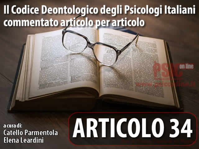 Articolo 34 il Codice Deontologico degli Psicologi Italiani commentato